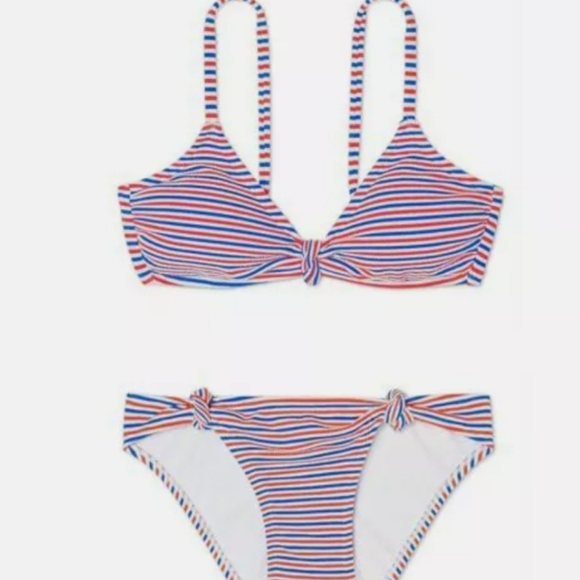 Juniors' Xhiliration Textured Side Knot Bikini set - Picture 6 of 13